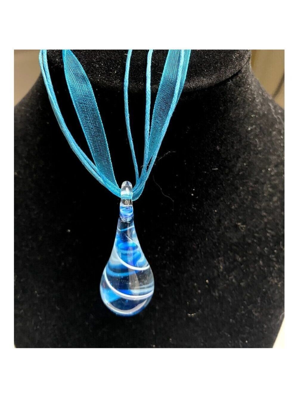 Blue Glass Bead Necklace - 18” (NWOT)